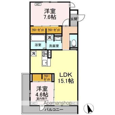 FORENA荒井(2LDK/2階)の間取り写真