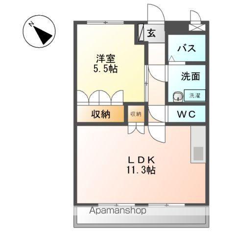 ウインドソング(1LDK/1階)の間取り写真