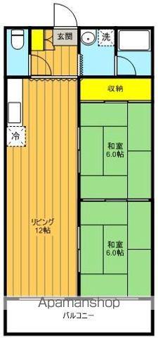 サンエスビル(2LDK/2階)の間取り写真