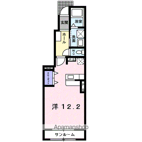 フォレスタ デ フィオーレ(ワンルーム/1階)の間取り写真