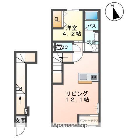 八山田4丁目アパート(1LDK/2階)の間取り写真