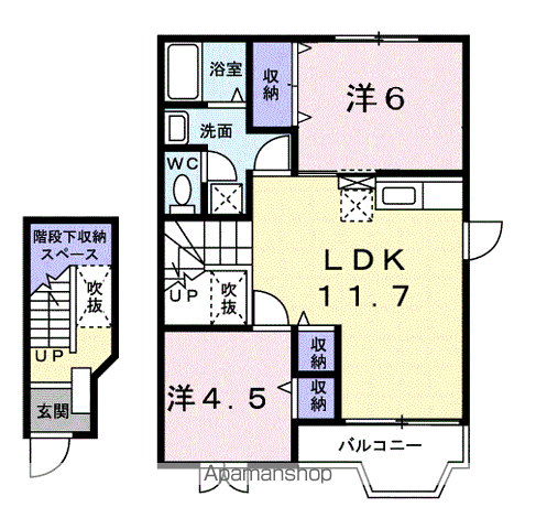 エトワールK・B(2LDK/2階)の間取り写真