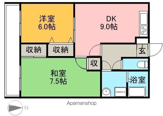 アイランドベール観世(2DK/2階)の間取り写真