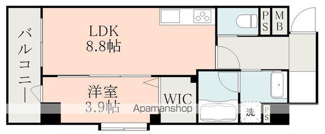 フォーエス武蔵ヶ丘北サウス(1LDK/3階)の間取り写真