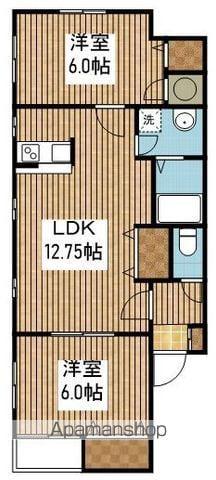 リベルティハウスC(2LDK/2階)の間取り写真
