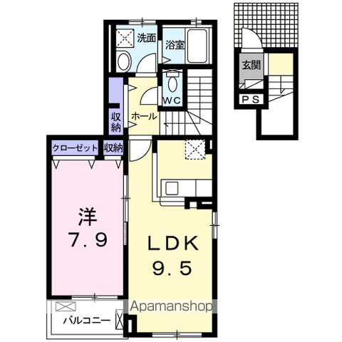フォレスト ソレイユⅣ(1LDK/2階)の間取り写真