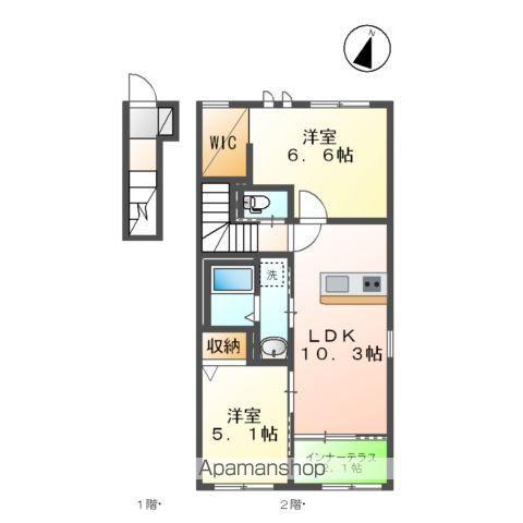 ルボワ LE BOIS(2LDK/2階)の間取り写真