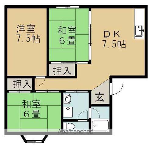 玉井第3ビル(3DK/4階)の間取り写真