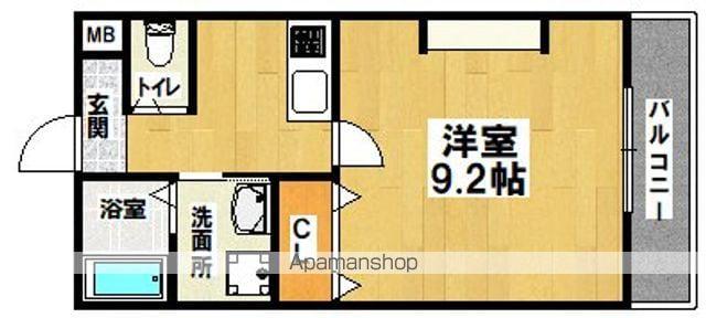 ジーイートワ(1K/2階)の間取り写真