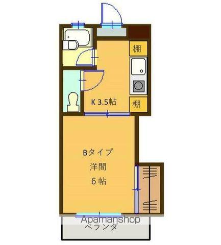 エステート鎌田Ⅱ(1K/1階)の間取り写真