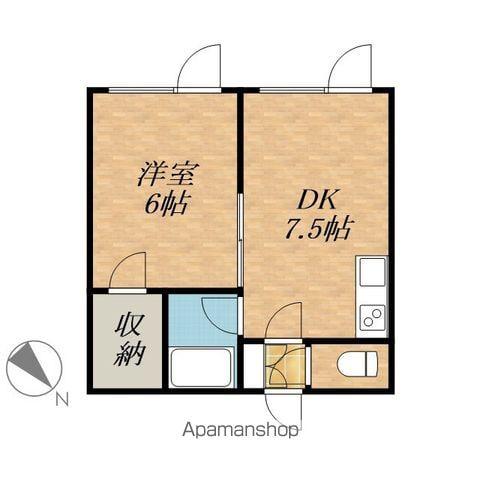 カウベルハイツA棟(1DK/2階)の間取り写真