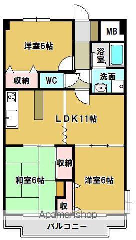 コンフォトゥール2(3LDK/1階)の間取り写真