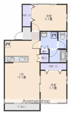 ハイツかけ橋2(2LDK/2階)の間取り写真