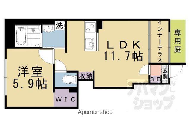 京都市山科区椥辻アパート(1LDK/1階)の間取り写真