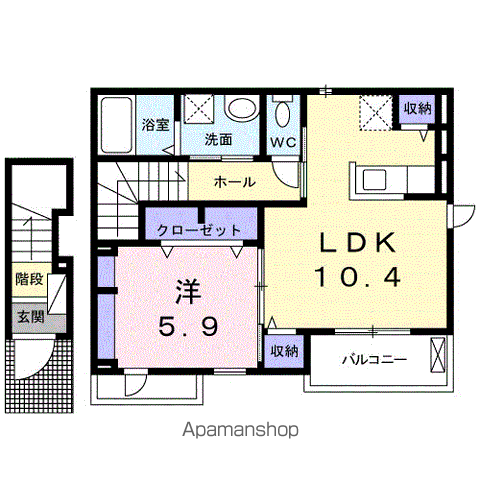 ジャン ノーブル L(1LDK/2階)の間取り写真