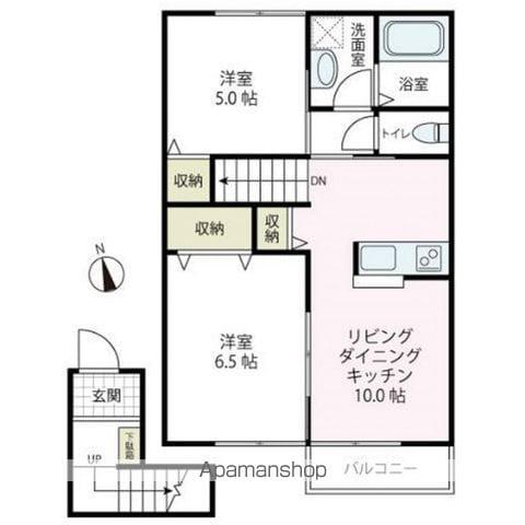 パルク・フルールA棟(2LDK/2階)の間取り写真