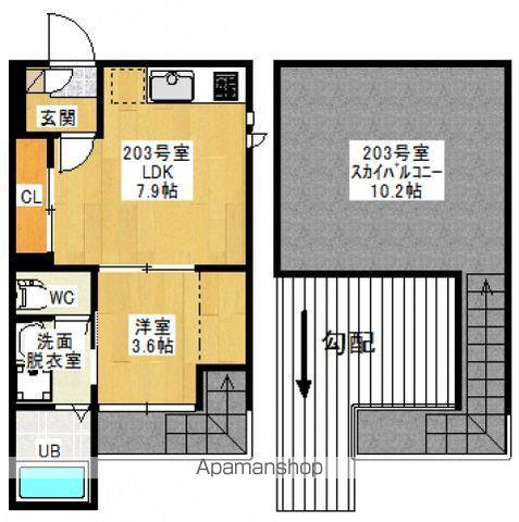 GRANDTIC 東雲本町Ⅱ(1LDK/2階)の間取り写真