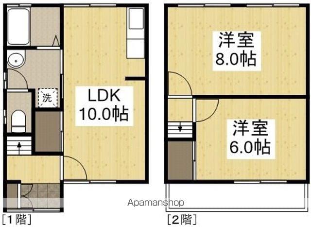 吉備線 備前三門駅 徒歩13分 2階建 築54年(2LDK)の間取り写真