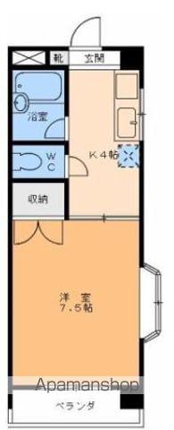 プリムベール湊町(1K/4階)の間取り写真