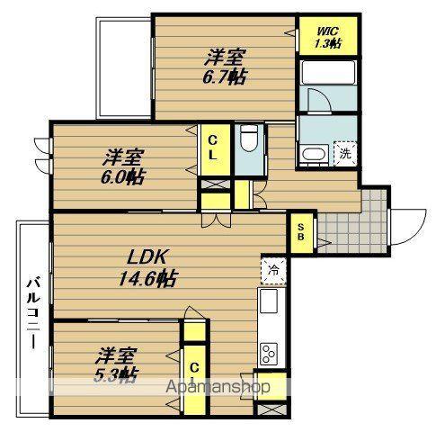 メゾンテール(3LDK/2階)の間取り写真
