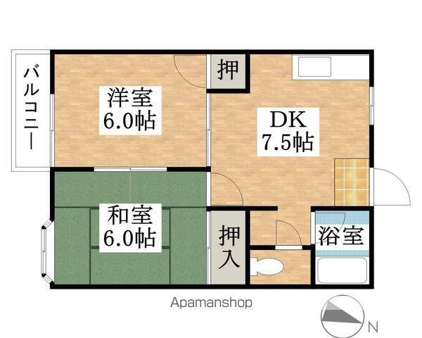 グリーンゲーブル(2DK/2階)の間取り写真