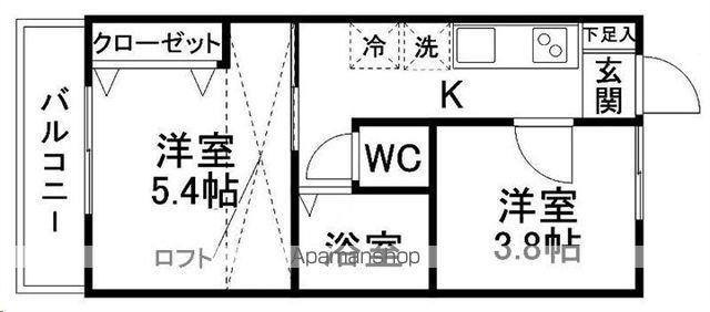アーバン栗生(2K/1階)の間取り写真