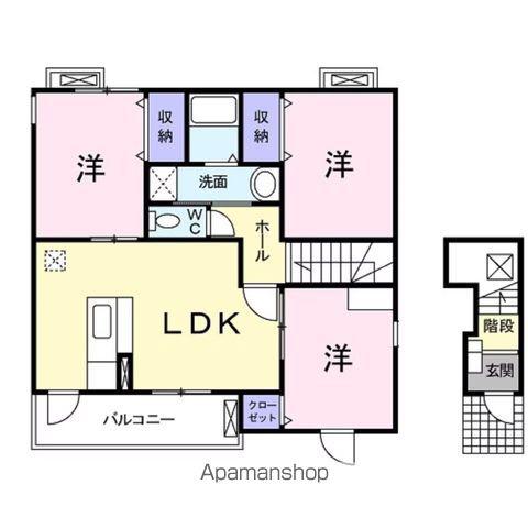 東海道本線 天竜川駅 徒歩27分 2階建 築19年(3LDK/2階)の間取り写真