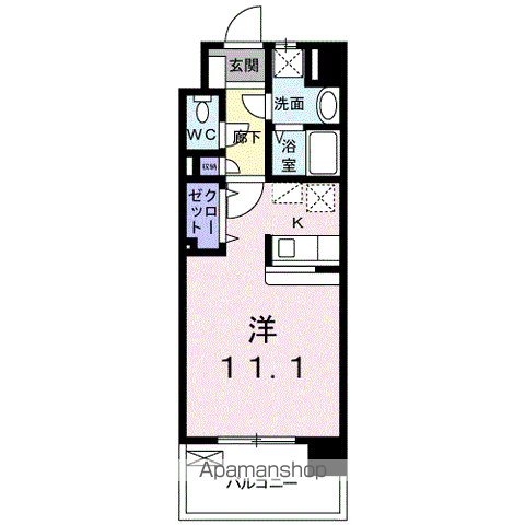 フォーウィルズコートⅡ(1K/6階)の間取り写真