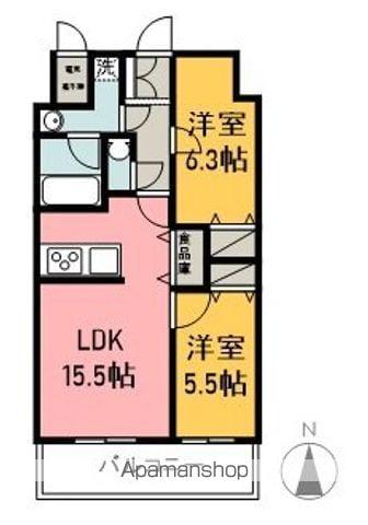ブライムタワー古川(2LDK/6階)の間取り写真