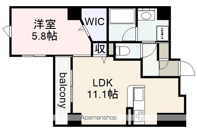 ポルタニグラサウス(1LDK/8階)の間取り写真