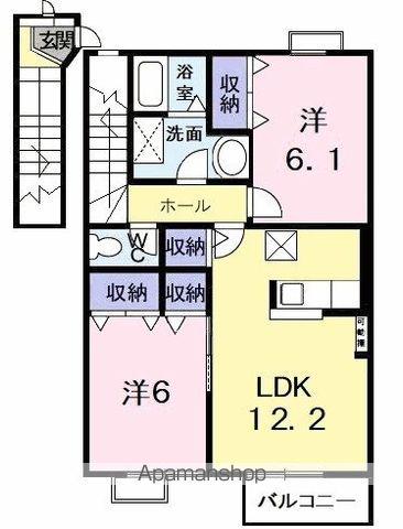 オーブリー鳴門2B(2LDK/2階)の間取り写真