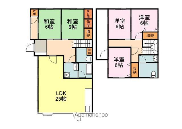 福塩線 万能倉駅 徒歩8分 2階建 築28年(5LDK)の間取り写真