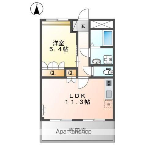 ハイツルーエン(1LDK/1階)の間取り写真
