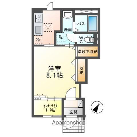 シルクⅡ(1K/1階)の間取り写真