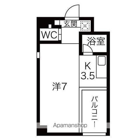 クレイタスパークⅢ(ワンルーム/3階)の間取り写真