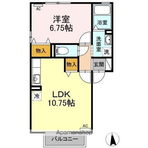 ミュータウンB棟(1LDK/1階)の間取り写真