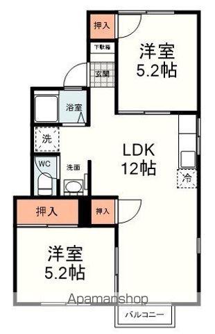 グリーンハイツ押切A(2LDK/2階)の間取り写真