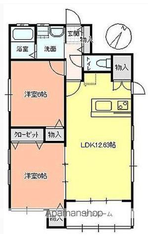 OPUS Ⅱ(2LDK/1階)の間取り写真