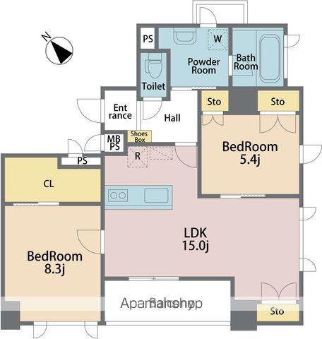 サン・ミッシェル(2LDK/8階)の間取り写真