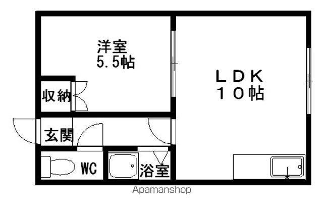 ミワハイツ2(1DK/1階)の間取り写真