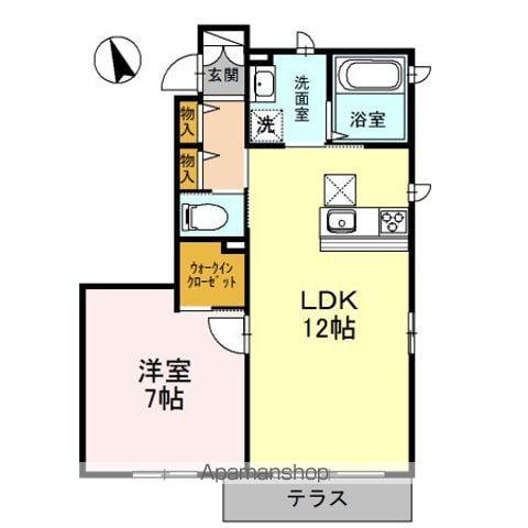 HEARTYS ENT F棟(1LDK/1階)の間取り写真