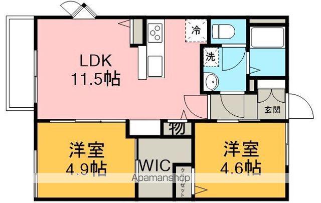 ウィスタリアB棟(2LDK/2階)の間取り写真