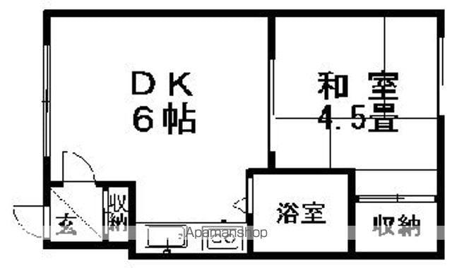ハイツ北野(1DK/2階)の間取り写真