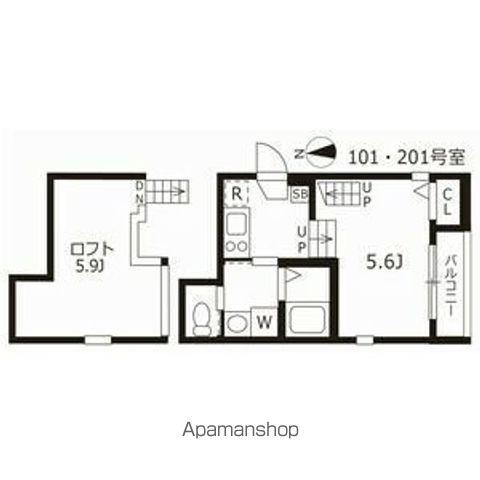 ハーモニーテラス車道(1K/1階)の間取り写真