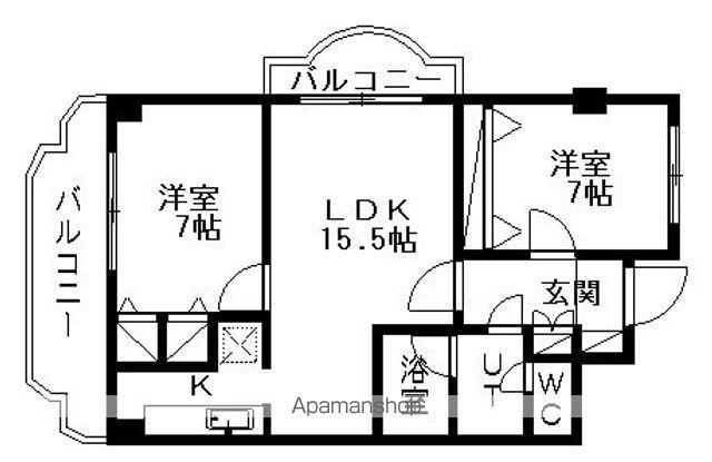 江別幸町ビル(2LDK/10階)の間取り写真
