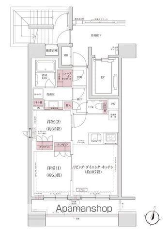 パークアクシス仙台西公園(2LDK/8階)の間取り写真