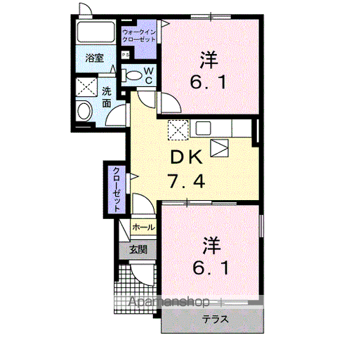 リバーサイド・コセⅡ(2DK/1階)の間取り写真