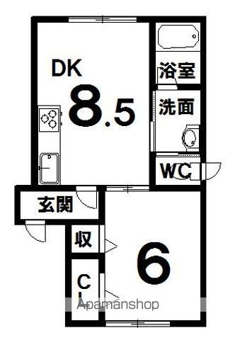ホワイトハウス(1DK/1階)の間取り写真