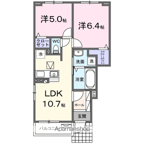 ペンサミエント(2LDK/1階)の間取り写真