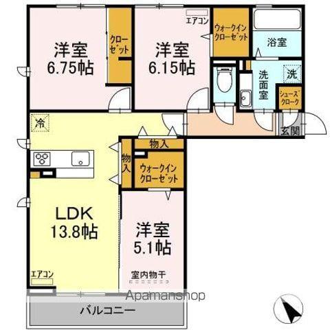 サンブライトB(3LDK/2階)の間取り写真